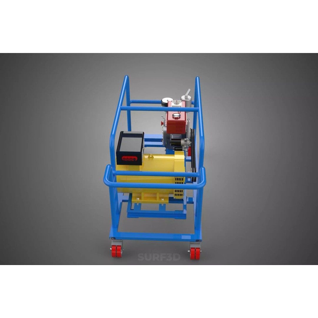 Mobile Diesel Generator Set 3D Model – Trailer-Mounted Power Supply, FBX - View 6