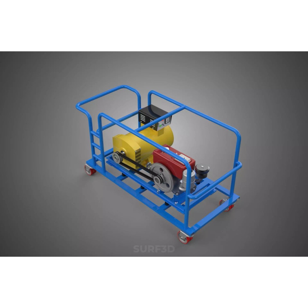 Mobile Diesel Generator Set 3D Model – Trailer-Mounted Power Supply, FBX - View 7