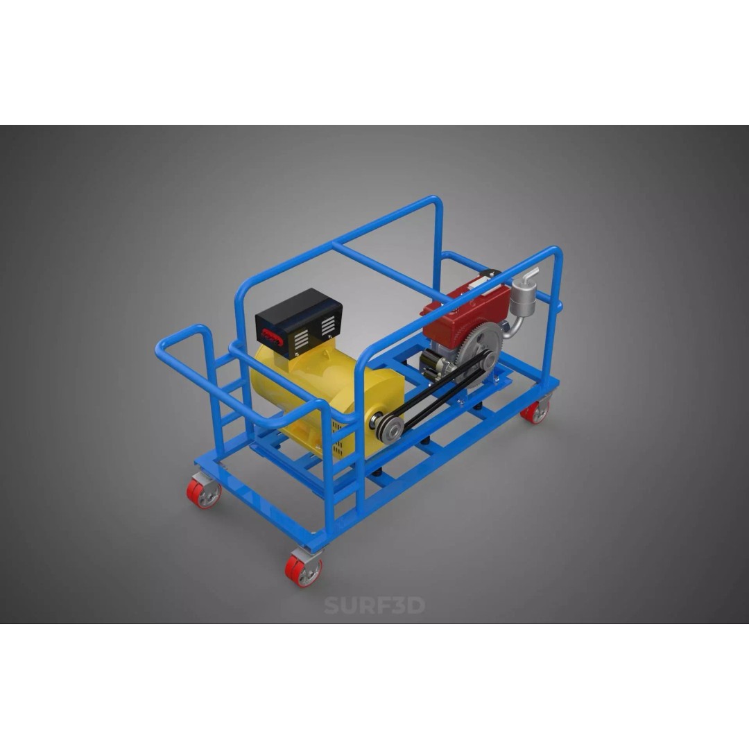 Mobile Diesel Generator Set 3D Model – Trailer-Mounted Power Supply, FBX - View 8