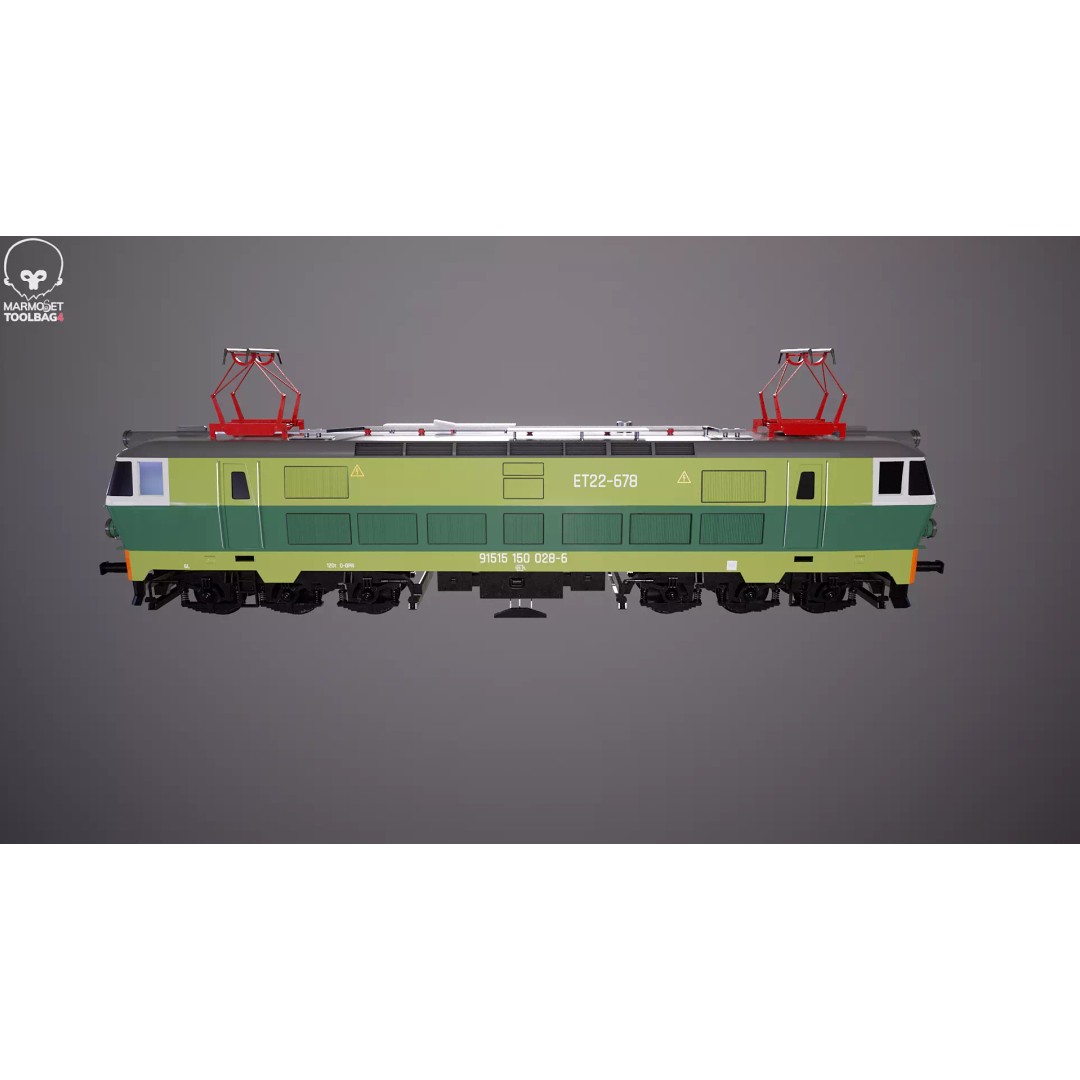 Electric Locomotive ET-22 Green 3D Model – High Detail PBR Train Asset, FBX - View 10