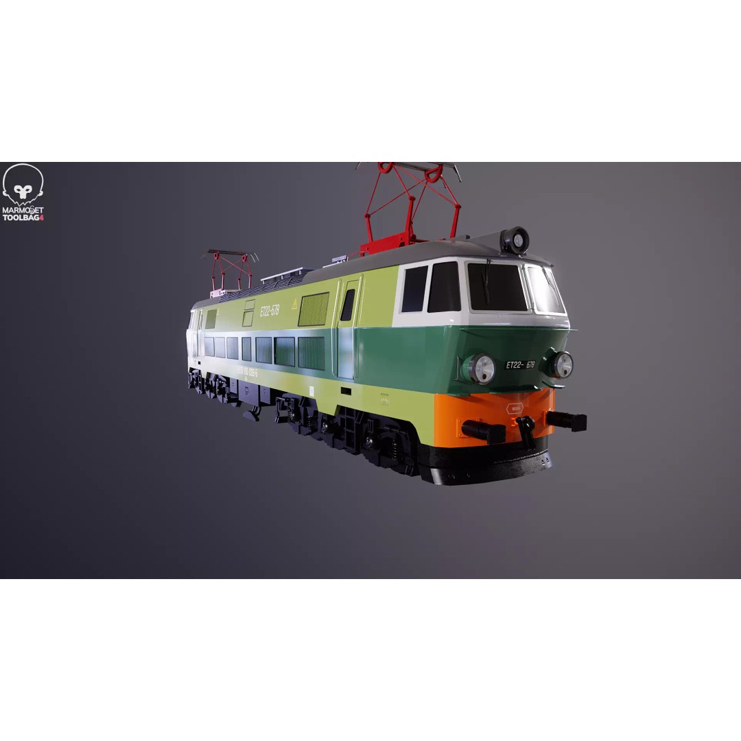 Electric Locomotive ET-22 Green 3D Model – High Detail PBR Train Asset, FBX - View 11