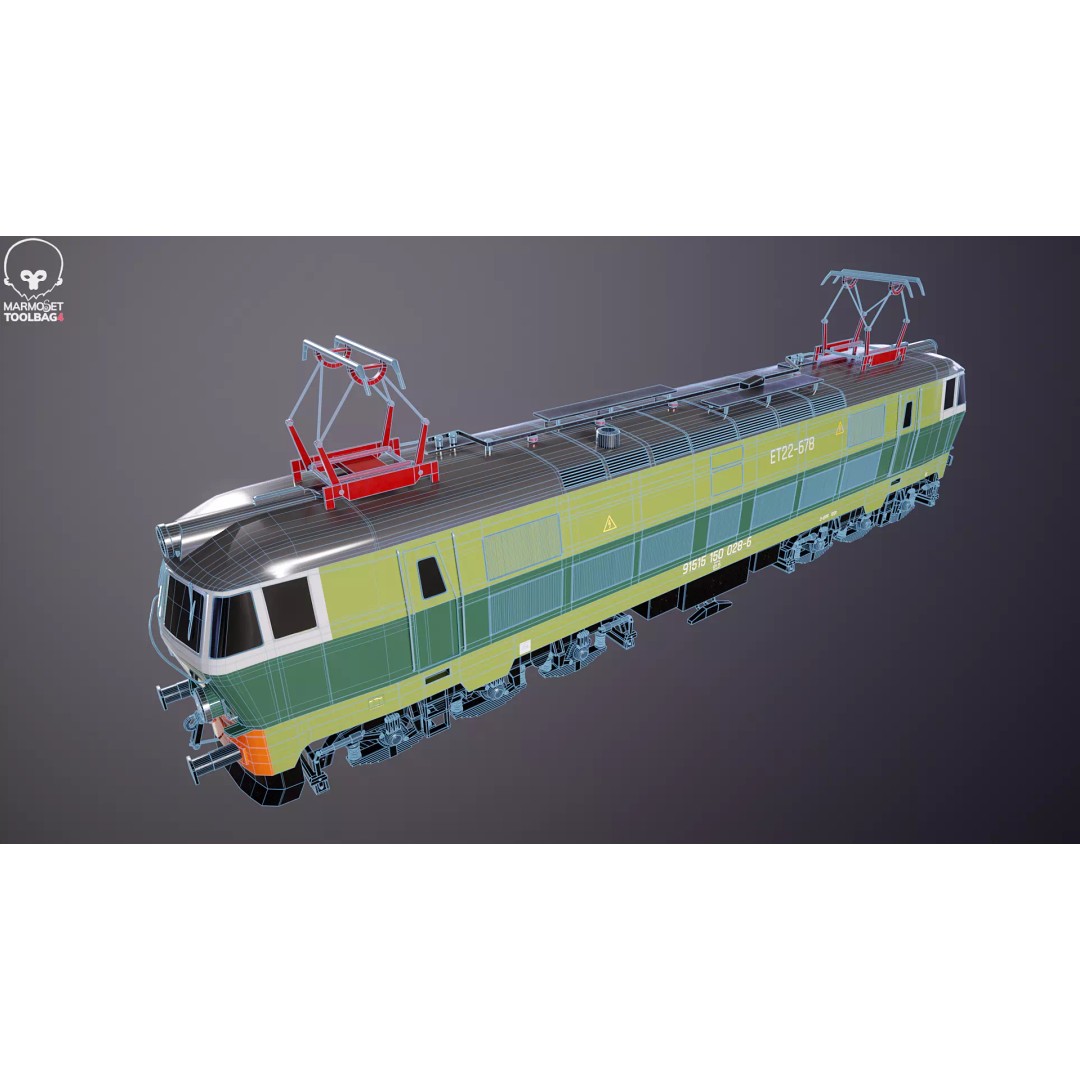 Electric Locomotive ET-22 Green 3D Model – High Detail PBR Train Asset, FBX - View 12