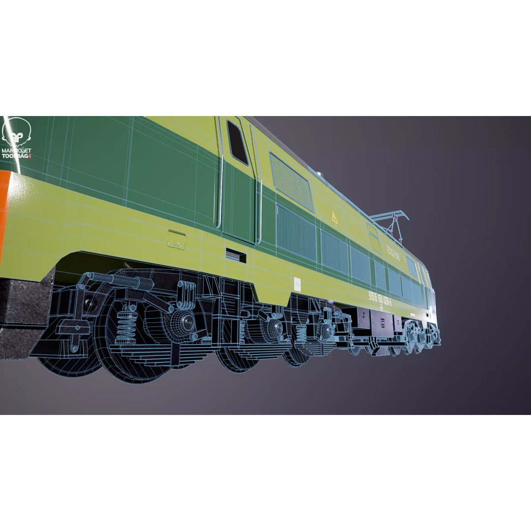Electric Locomotive ET-22 Green 3D Model – High Detail PBR Train Asset, FBX - View 13