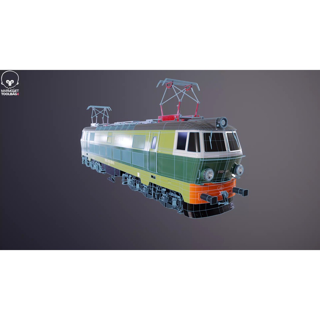 Electric Locomotive ET-22 Green 3D Model – High Detail PBR Train Asset, FBX - View 14