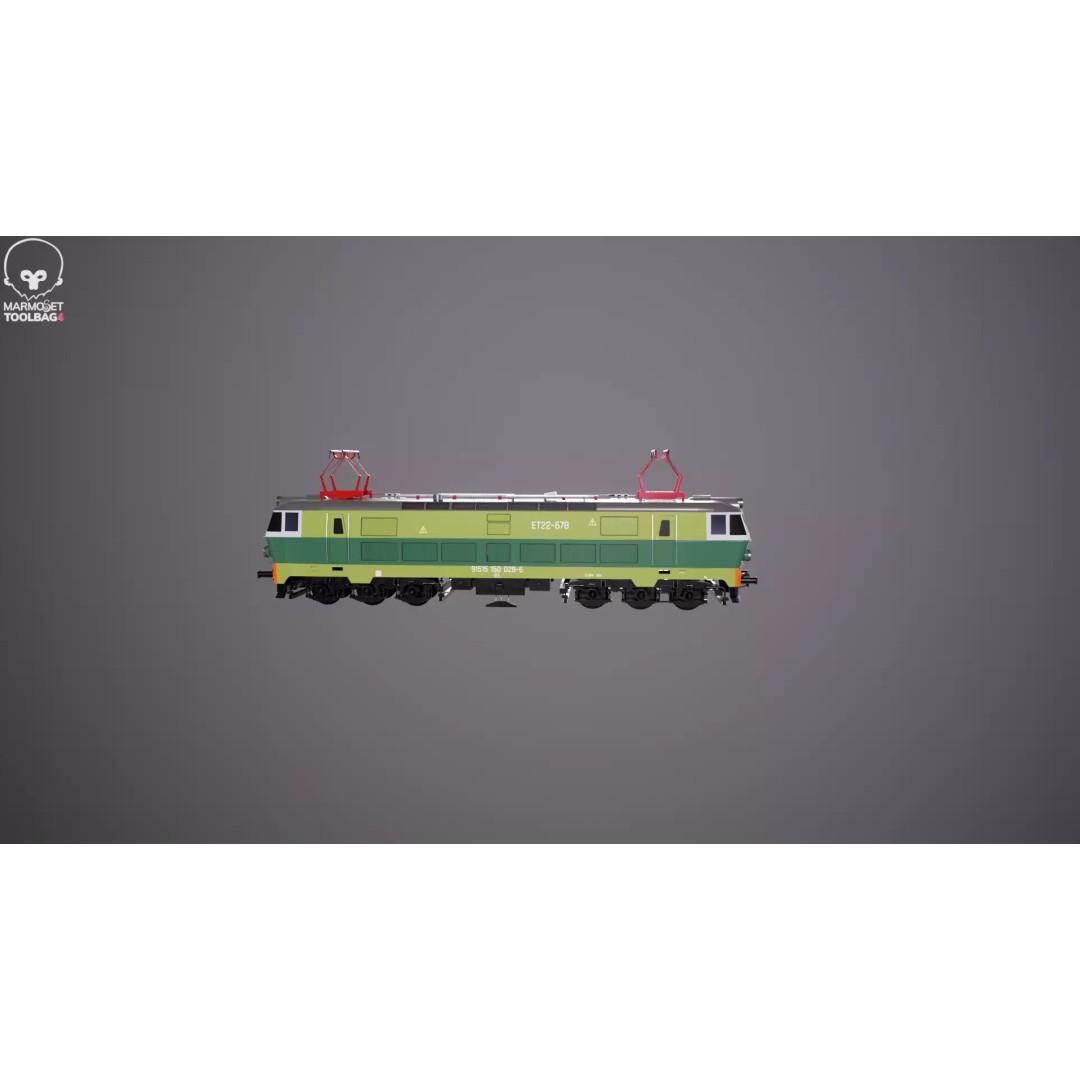 Electric Locomotive ET-22 Green 3D Model – High Detail PBR Train Asset, FBX - View 19