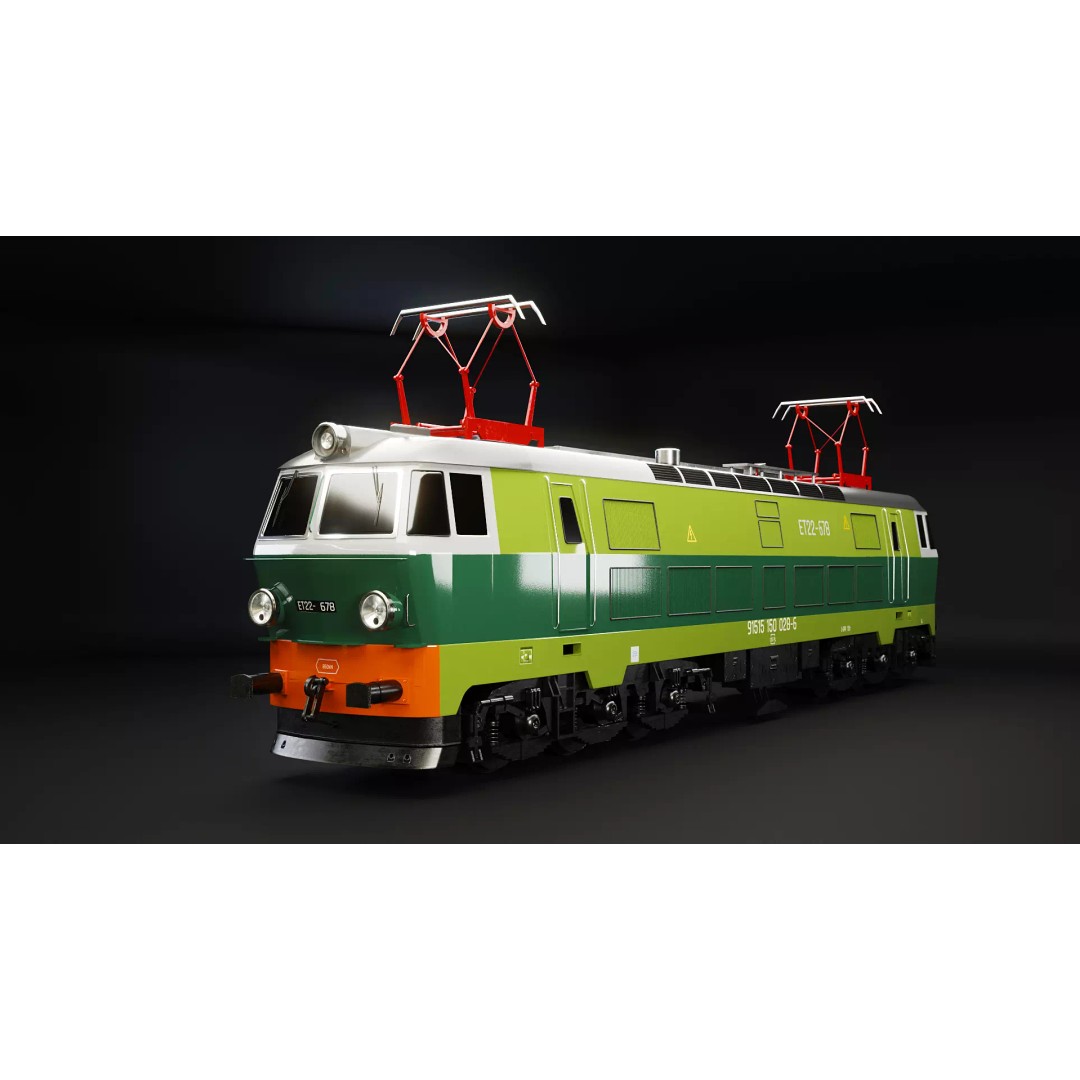 Electric Locomotive ET-22 Green 3D Model – High Detail PBR Train Asset, FBX - View 2