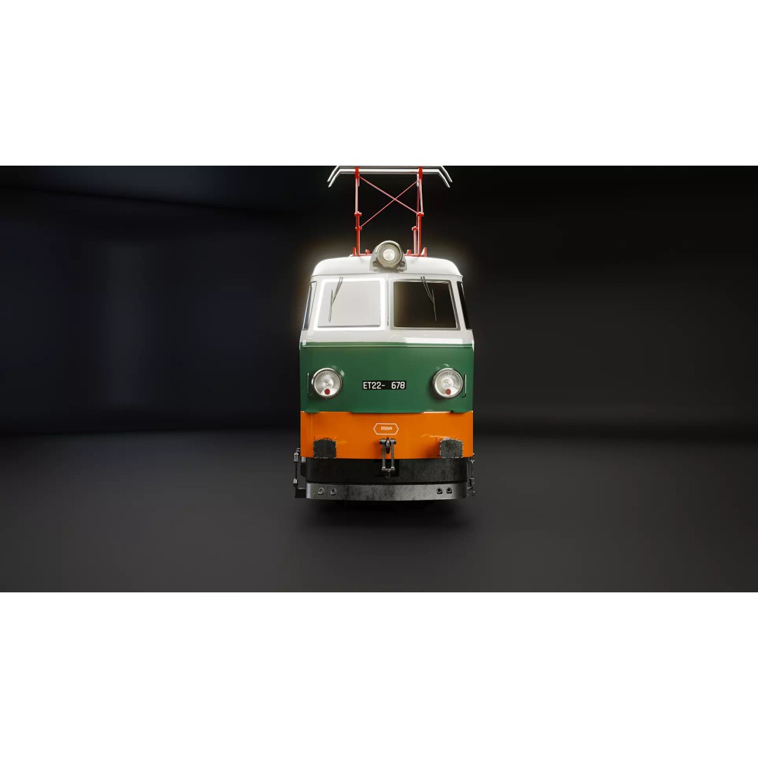 Electric Locomotive ET-22 Green 3D Model – High Detail PBR Train Asset, FBX - View 5