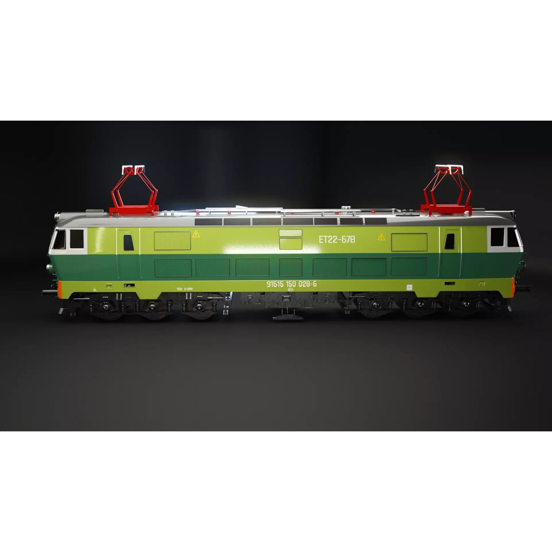 Electric Locomotive ET-22 Green 3D Model – High Detail PBR Train Asset, FBX - View 7