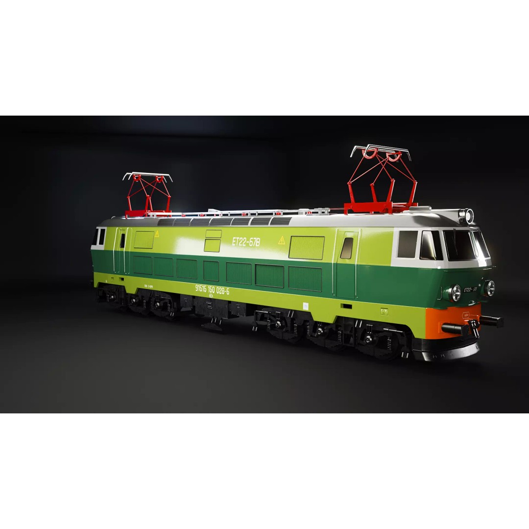 Electric Locomotive ET-22 Green 3D Model – High Detail PBR Train Asset, FBX - View 8