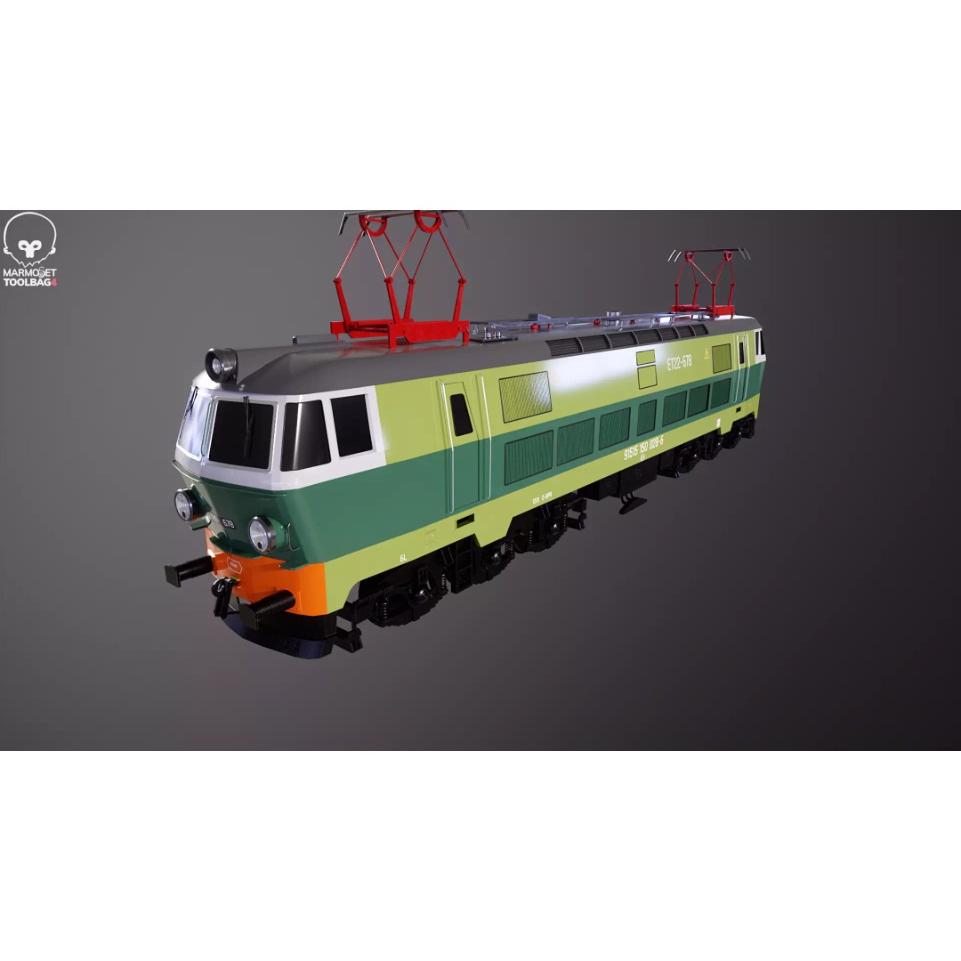 Electric Locomotive ET-22 Green 3D Model – High Detail PBR Train Asset, FBX - View 9