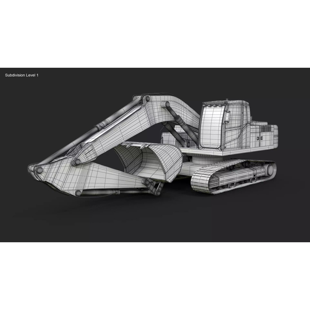 Modern Excavator 3D Model – High Poly PBR Asset, FBX, OBJ - View 10