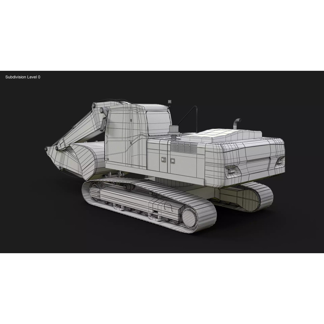 Modern Excavator 3D Model – High Poly PBR Asset, FBX, OBJ - View 11
