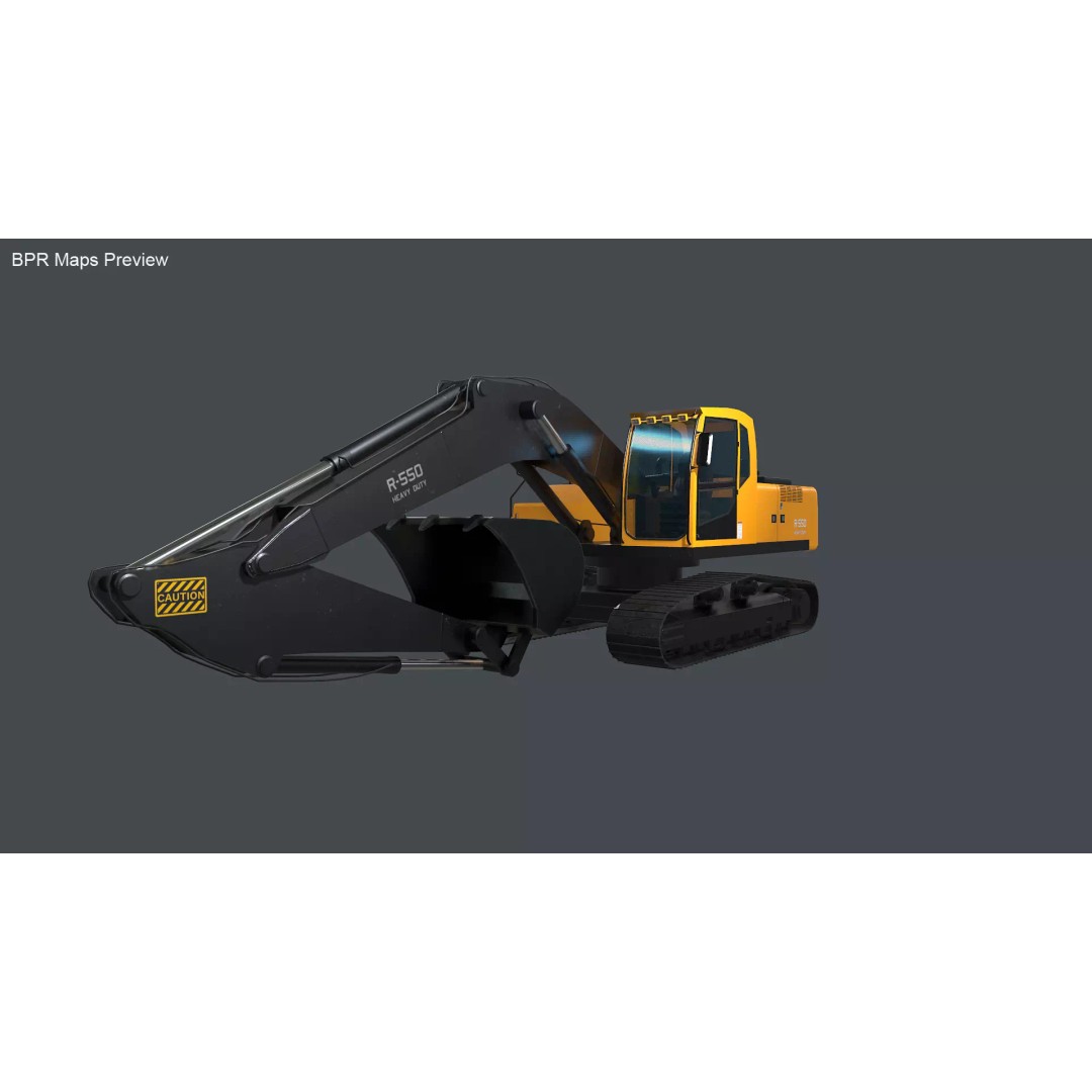 Modern Excavator 3D Model – High Poly PBR Asset, FBX, OBJ - View 13