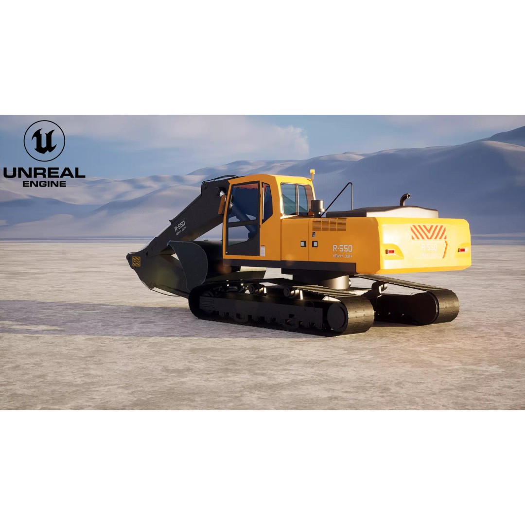 Modern Excavator 3D Model – High Poly PBR Asset, FBX, OBJ - View 16