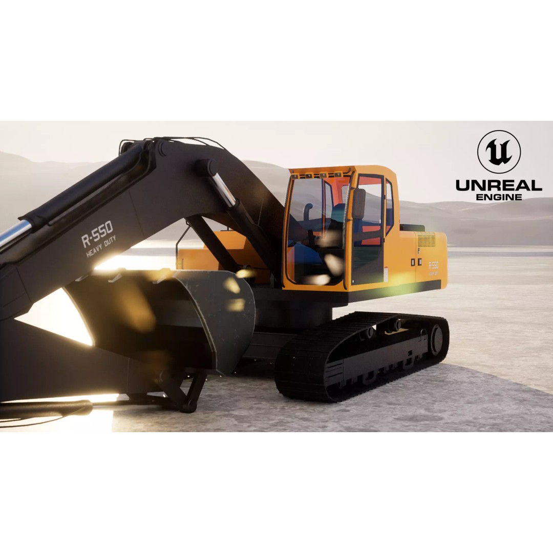 Modern Excavator 3D Model – High Poly PBR Asset, FBX, OBJ - View 17