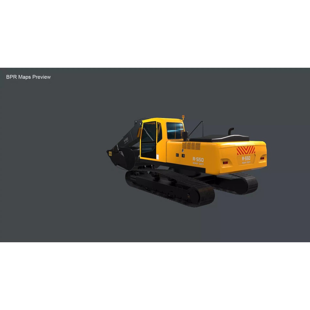 Modern Excavator 3D Model – High Poly PBR Asset, FBX, OBJ - View 19