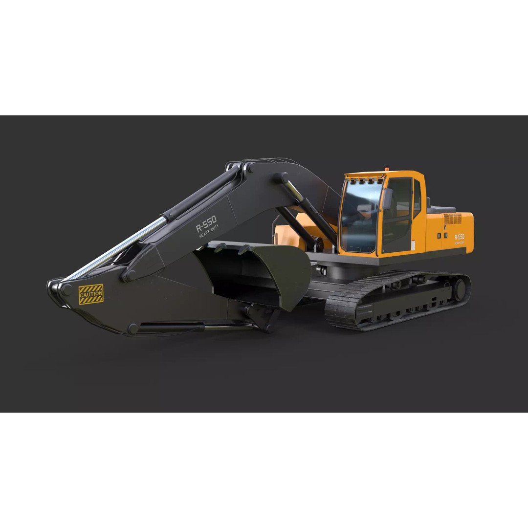 Modern Excavator 3D Model – High Poly PBR Asset, FBX, OBJ - View 2