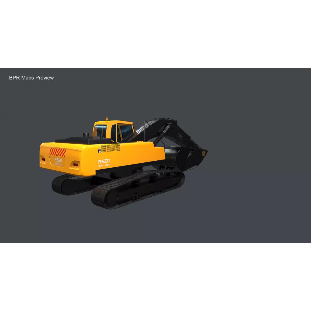 Modern Excavator 3D Model – High Poly PBR Asset, FBX, OBJ - View 20