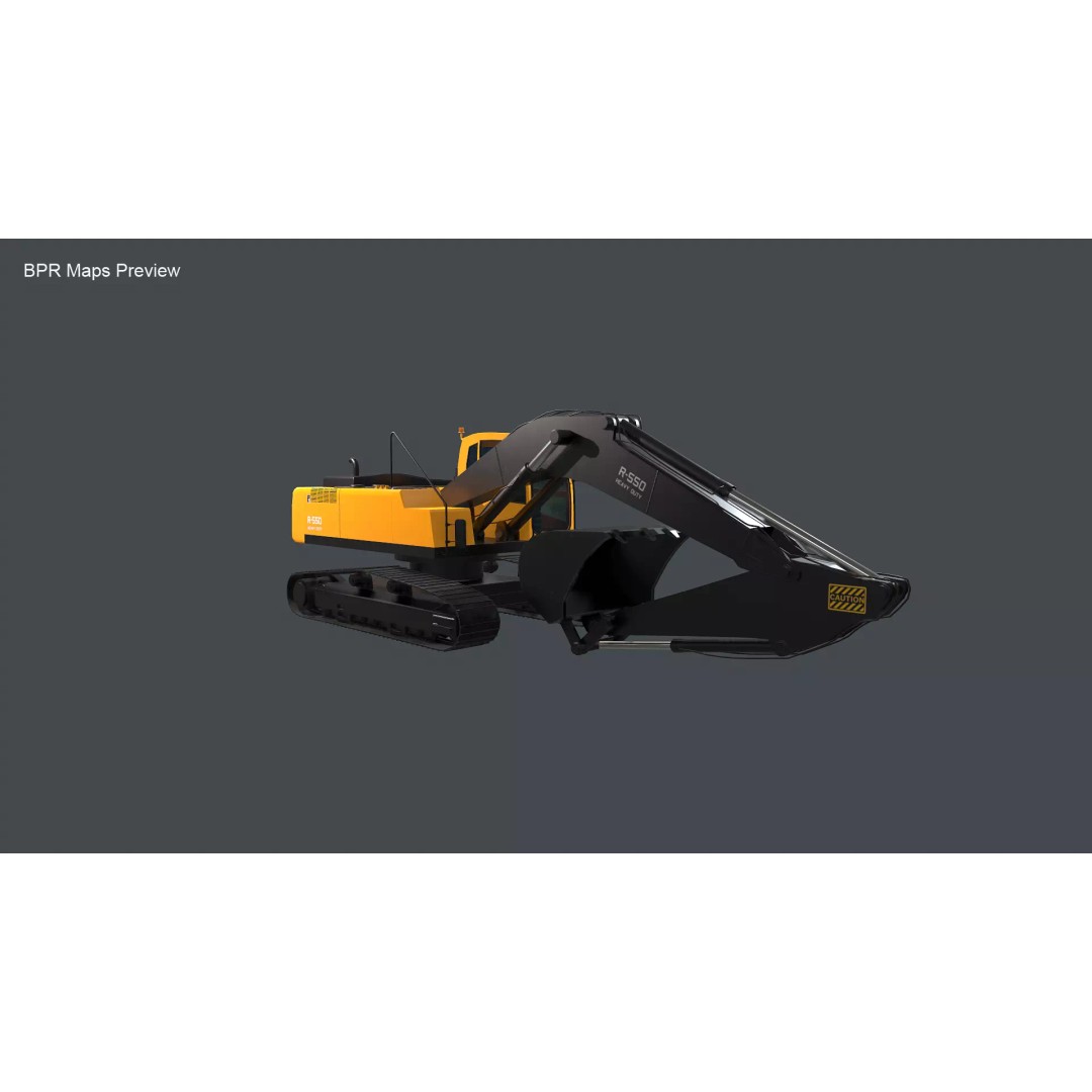 Modern Excavator 3D Model – High Poly PBR Asset, FBX, OBJ - View 21