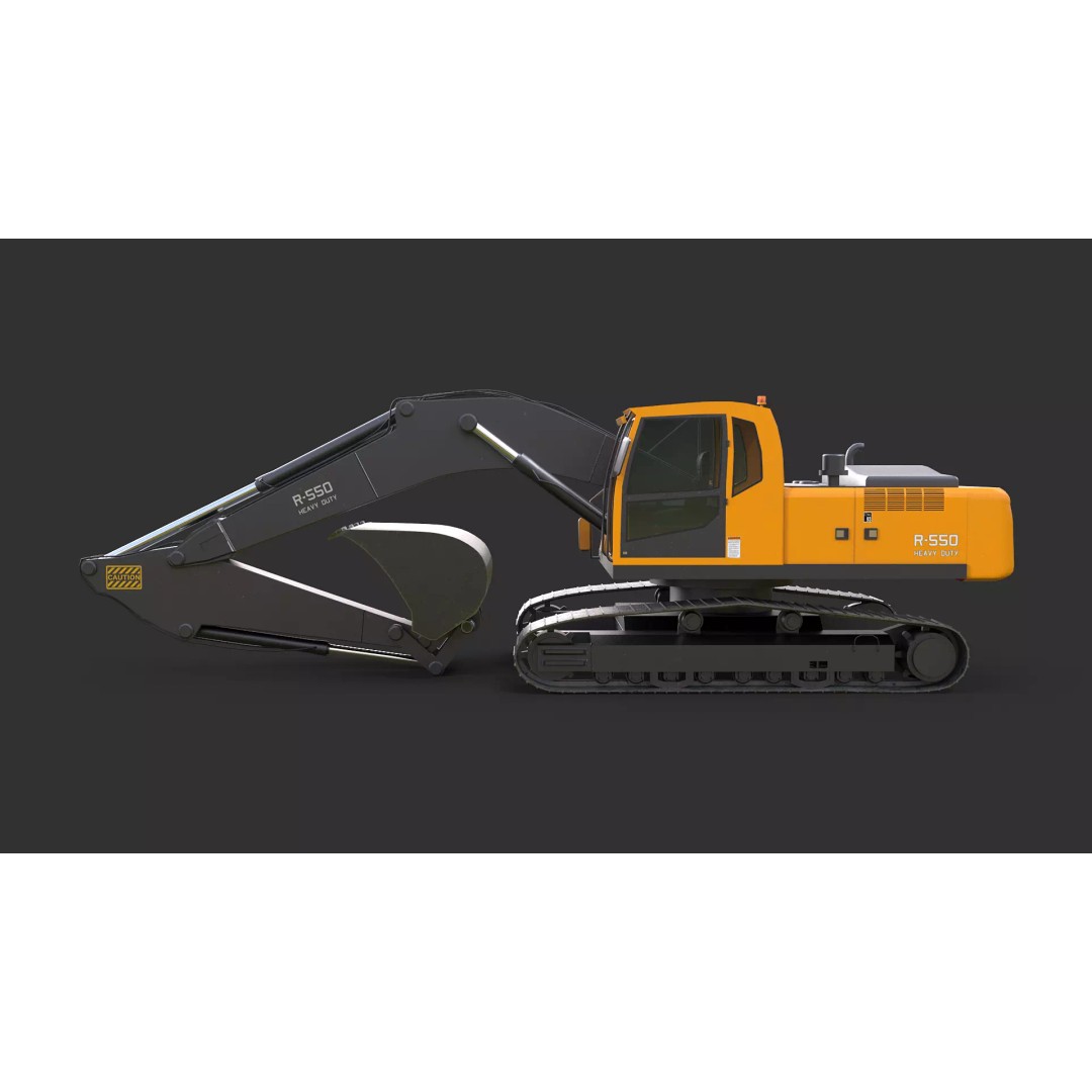 Modern Excavator 3D Model – High Poly PBR Asset, FBX, OBJ - View 3