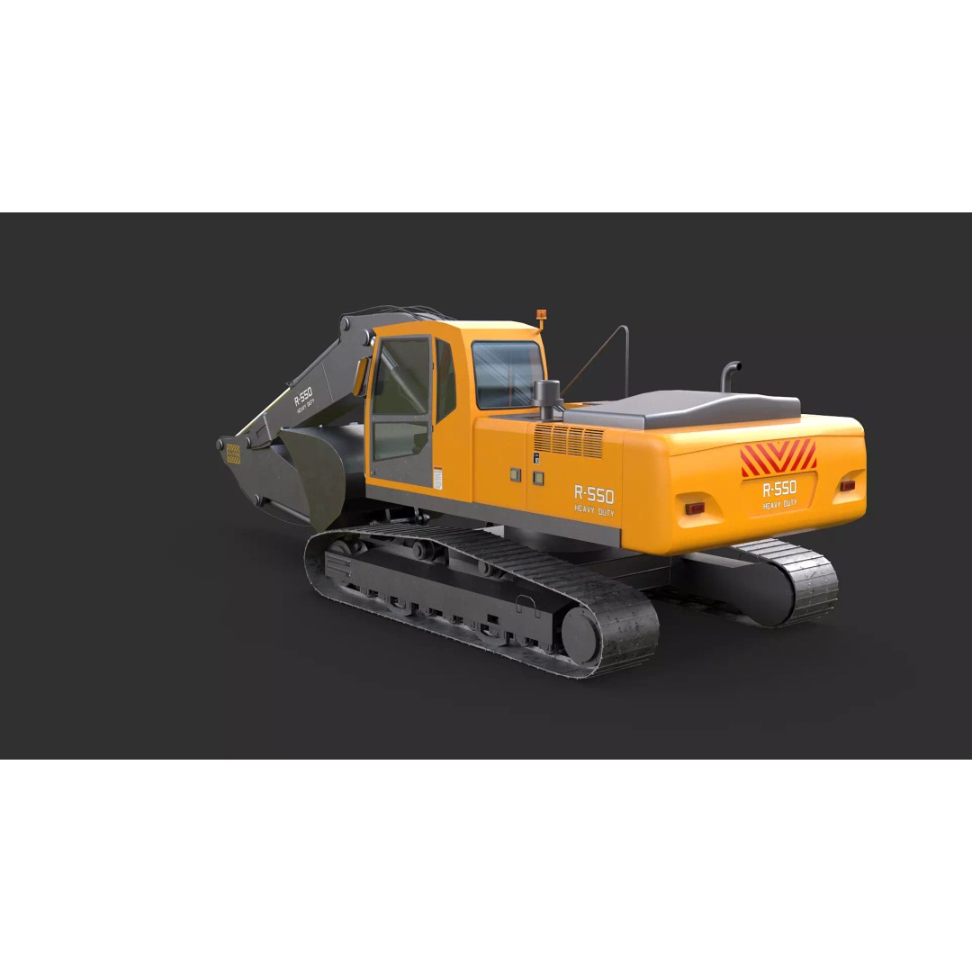 Modern Excavator 3D Model – High Poly PBR Asset, FBX, OBJ - View 4