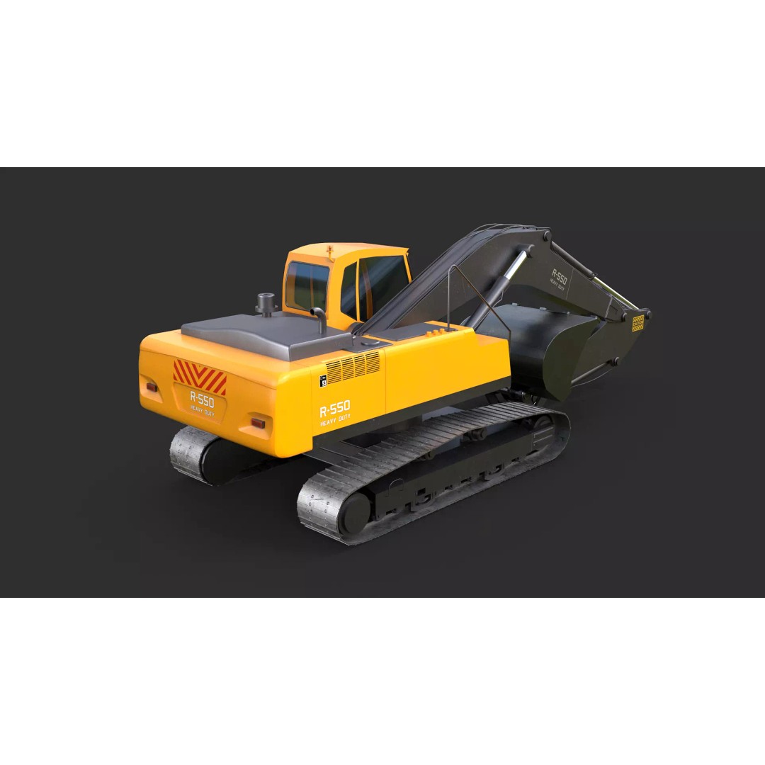 Modern Excavator 3D Model – High Poly PBR Asset, FBX, OBJ - View 5