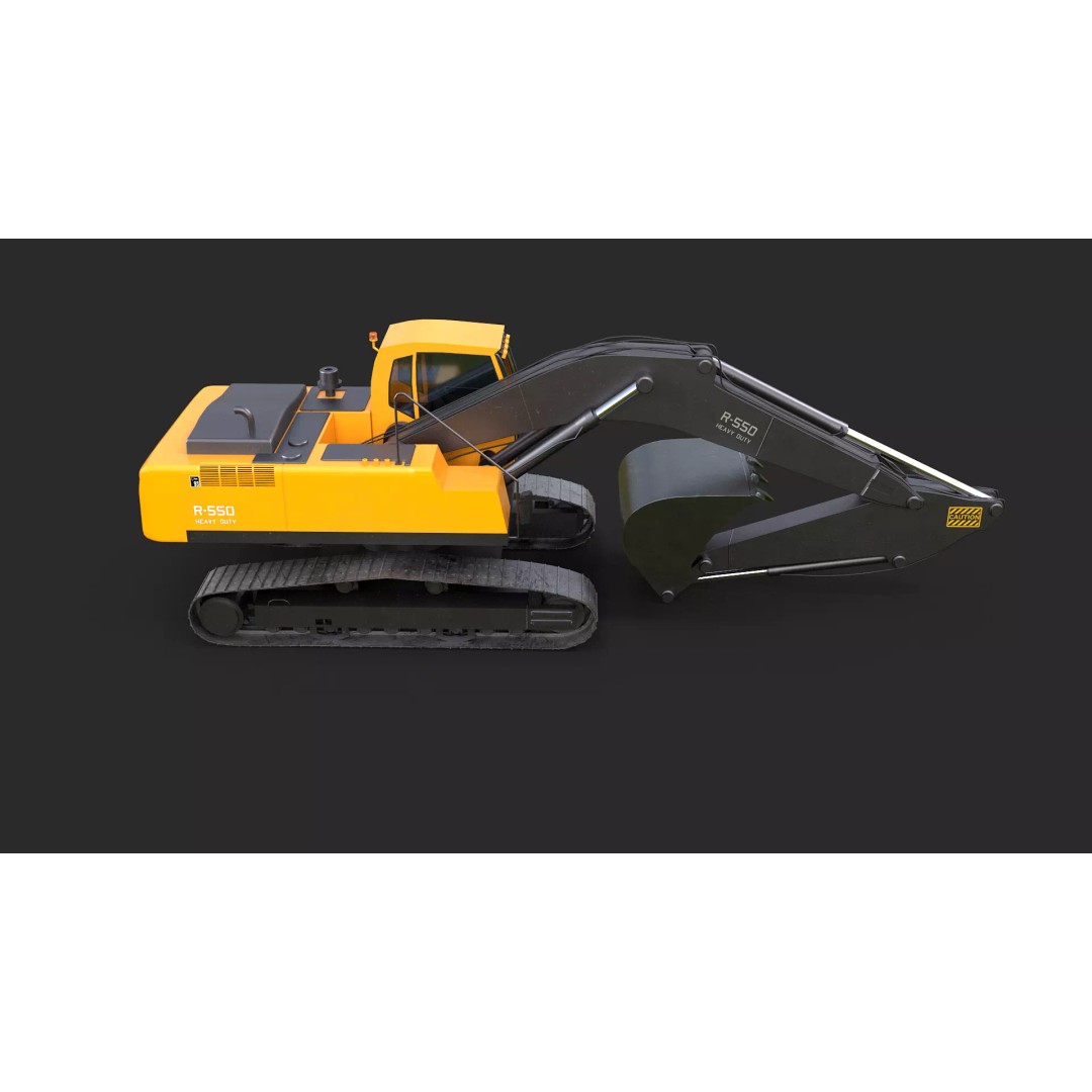 Modern Excavator 3D Model – High Poly PBR Asset, FBX, OBJ - View 6