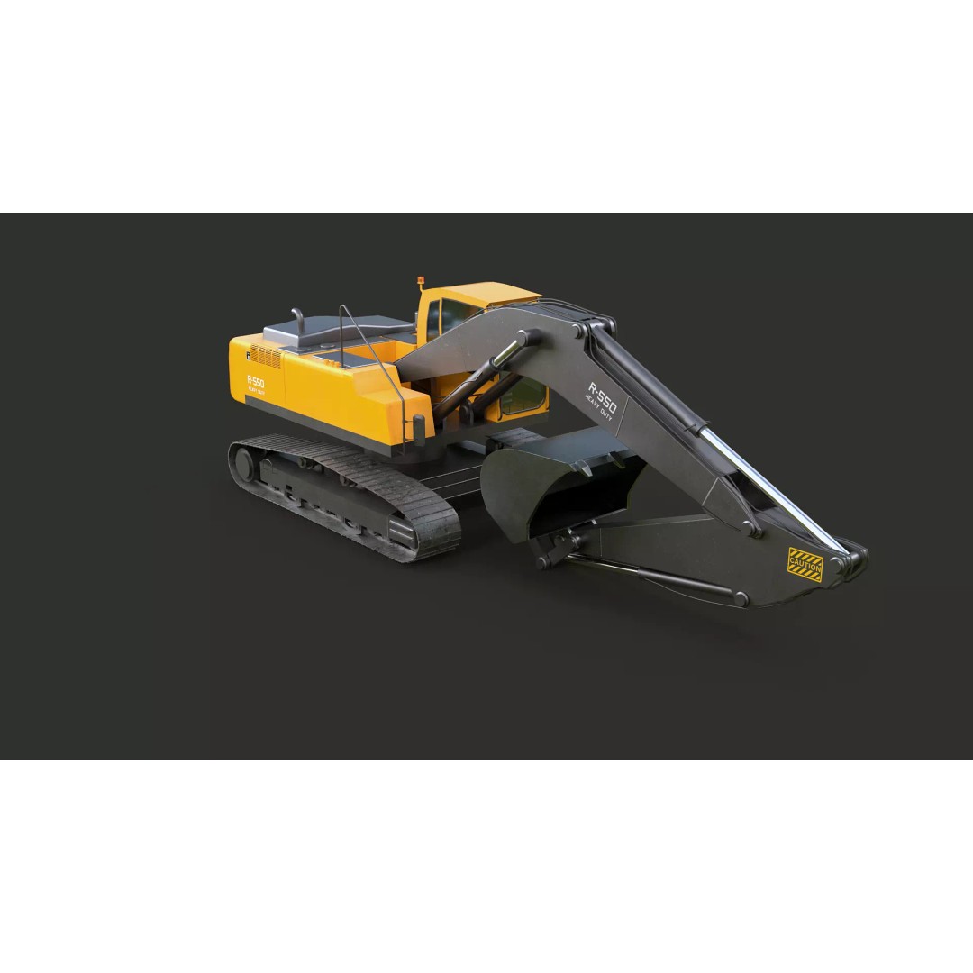 Modern Excavator 3D Model – High Poly PBR Asset, FBX, OBJ - View 7