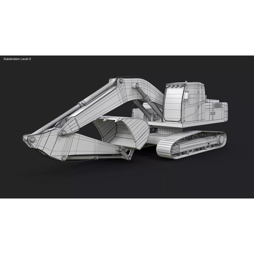 Modern Excavator 3D Model – High Poly PBR Asset, FBX, OBJ - View 9