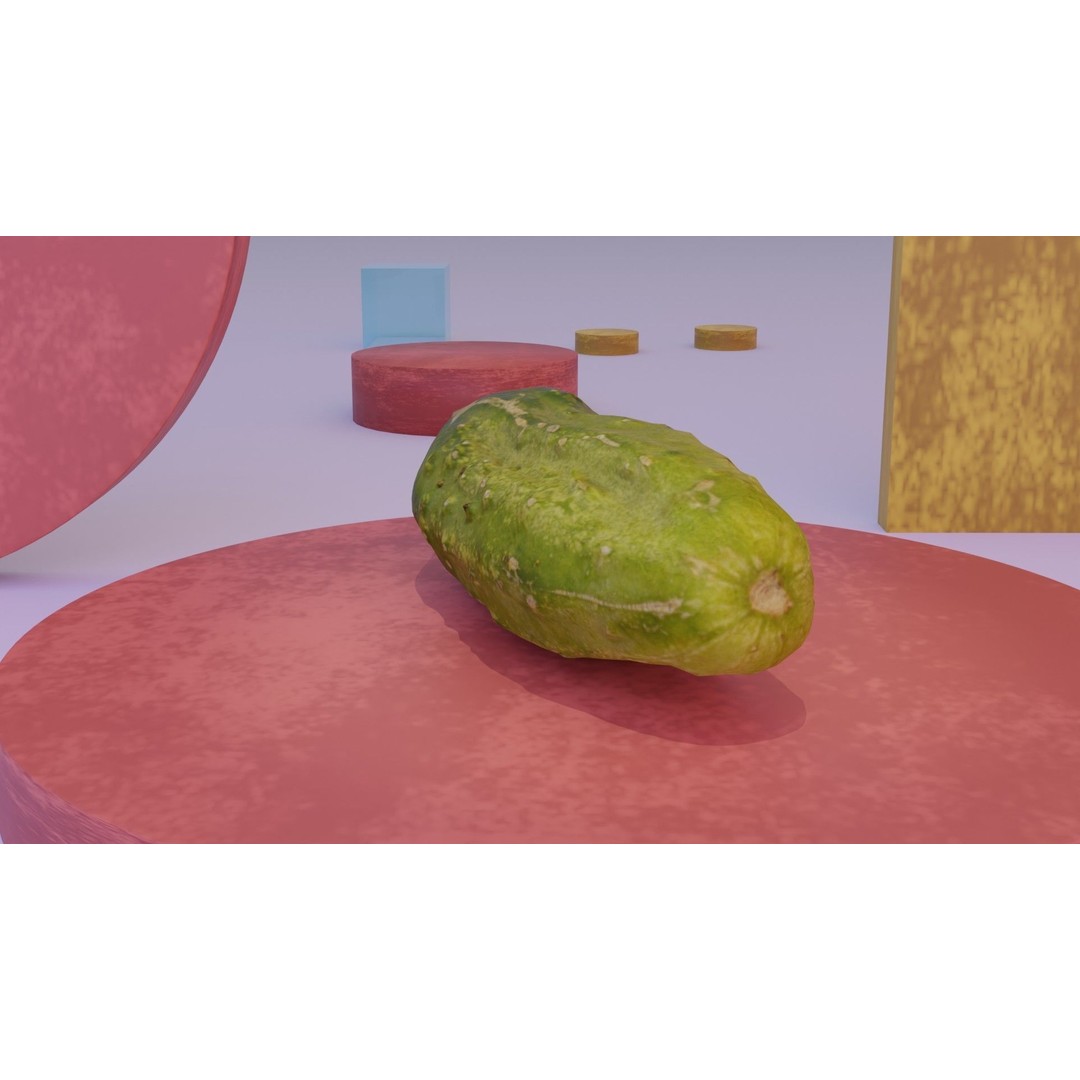 Cucumber 3D Model – Low-Poly Photorealistic Vegetable, FBX, OBJ - View 11