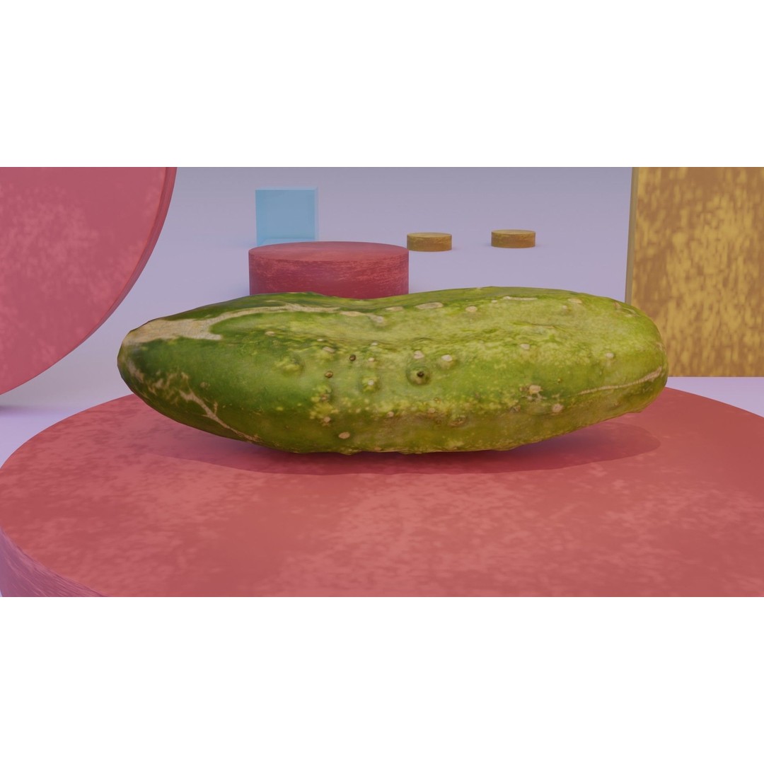 Cucumber 3D Model – Low-Poly Photorealistic Vegetable, FBX, OBJ - View 3