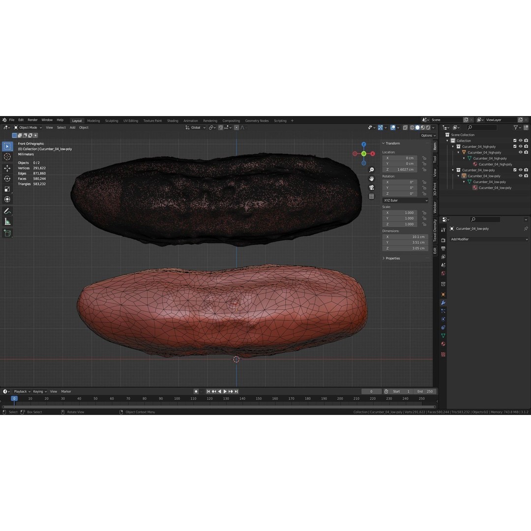 Cucumber 3D Model – Low-Poly Photorealistic Vegetable, FBX, OBJ - View 36