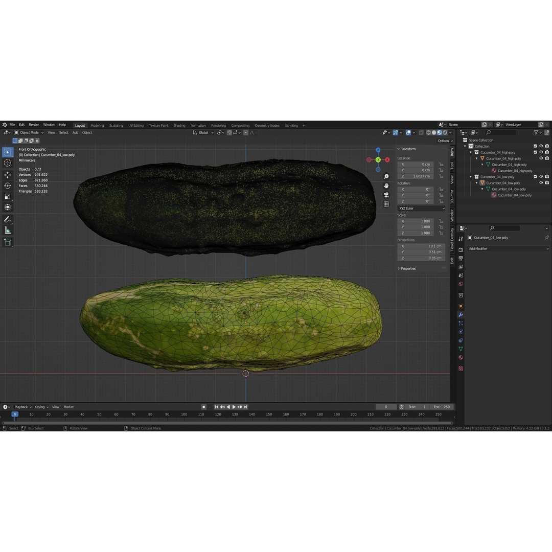 Cucumber 3D Model – Low-Poly Photorealistic Vegetable, FBX, OBJ - View 37