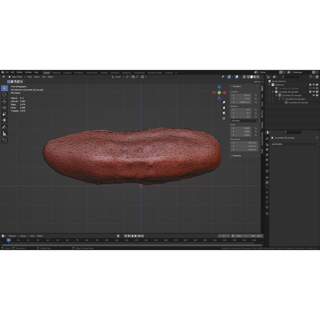 Cucumber 3D Model – Low-Poly Photorealistic Vegetable, FBX, OBJ - View 38
