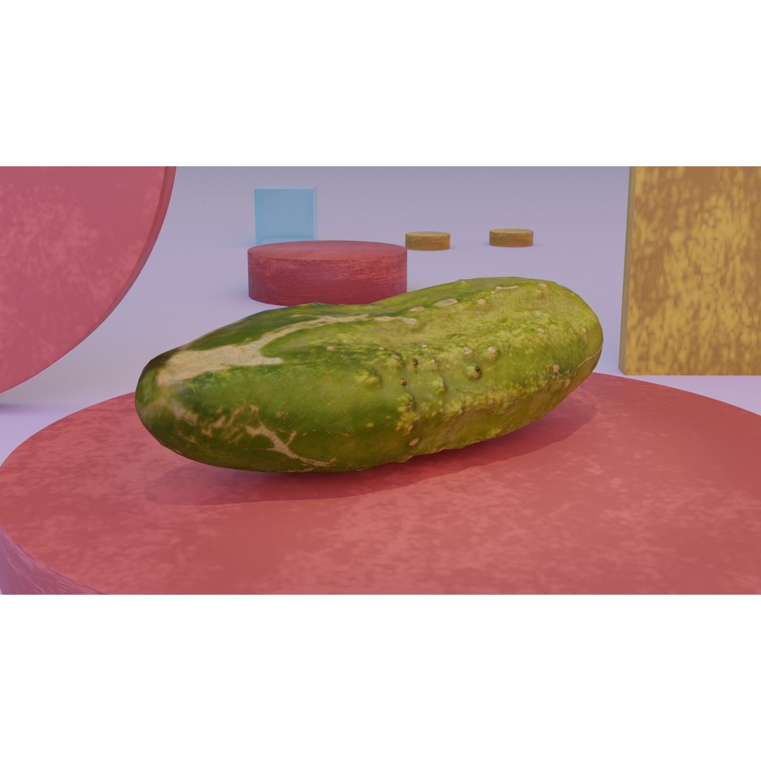 Cucumber 3D Model – Low-Poly Photorealistic Vegetable, FBX, OBJ - View 4