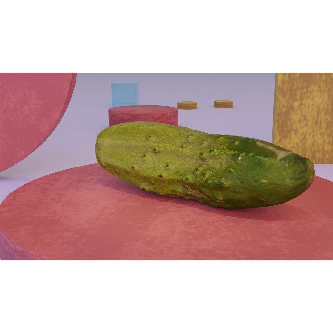 Cucumber 3D Model – Low-Poly Photorealistic Vegetable, FBX, OBJ - View 7