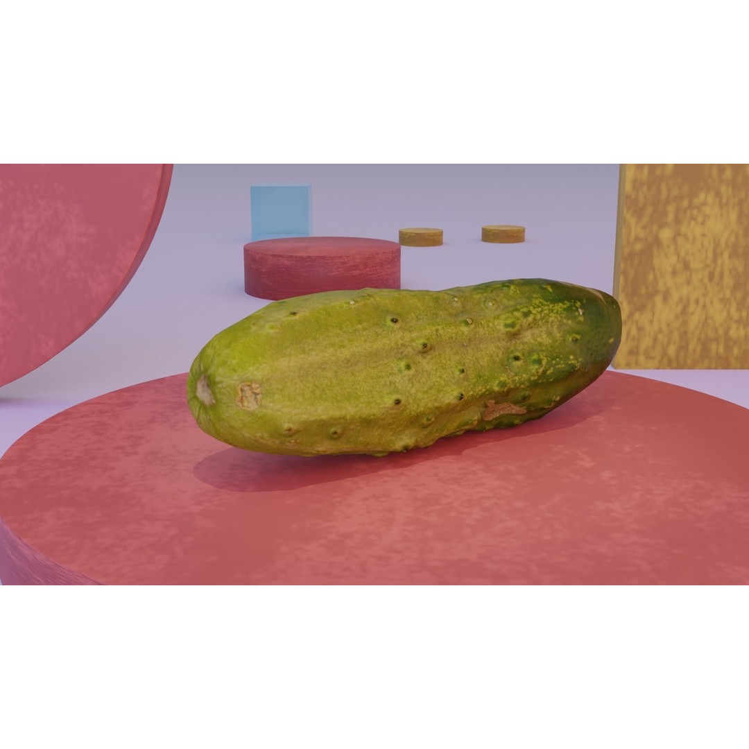 Cucumber 3D Model – Low-Poly Photorealistic Vegetable, FBX, OBJ - View 9