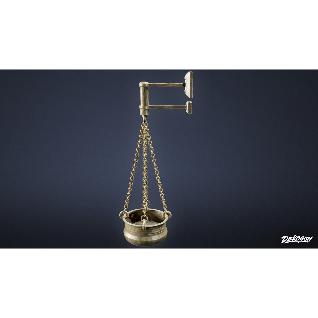 Ancient Temple Cauldrons 3D Model – Low Poly Game Asset, FBX - View 3