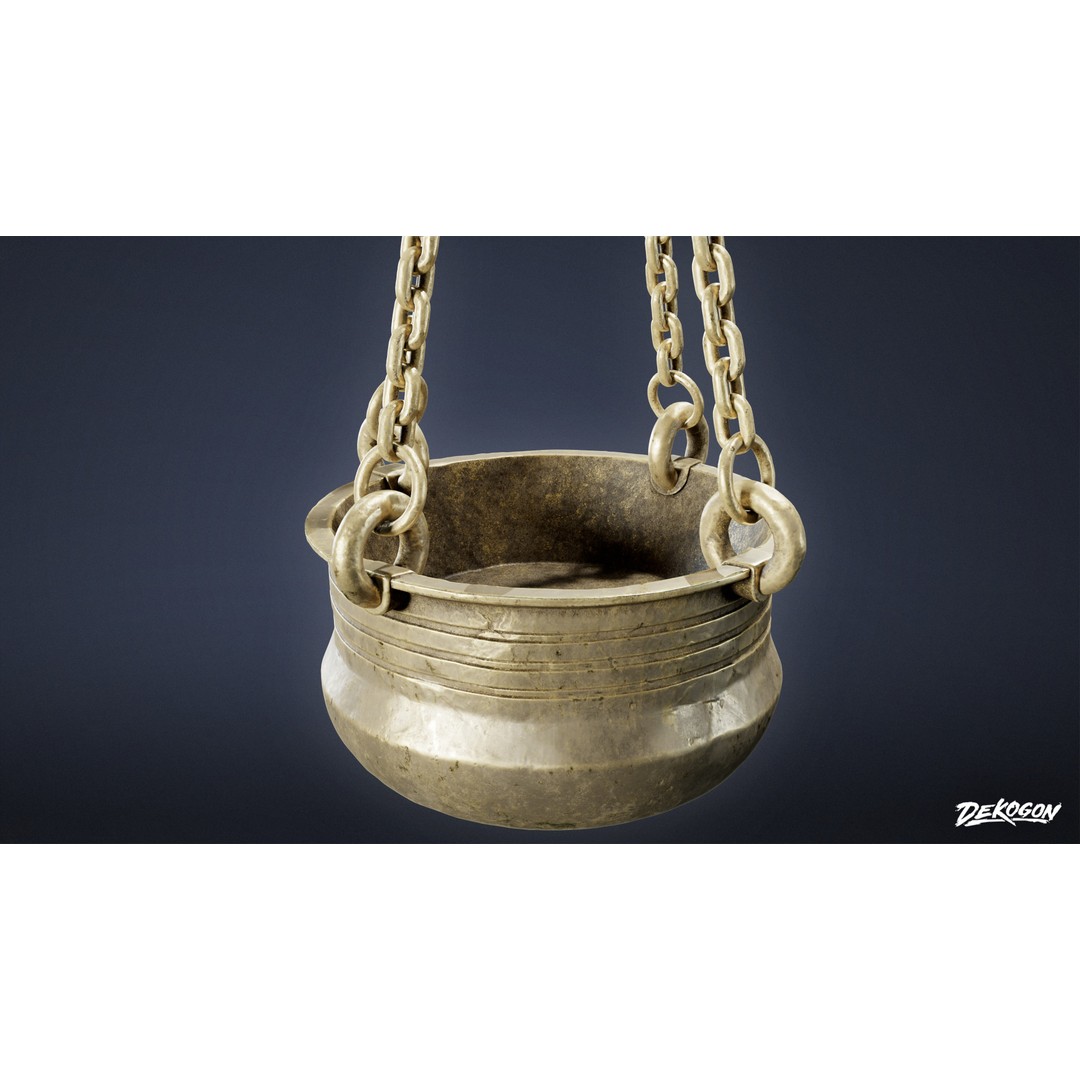 Ancient Temple Cauldrons 3D Model – Low Poly Game Asset, FBX - View 8