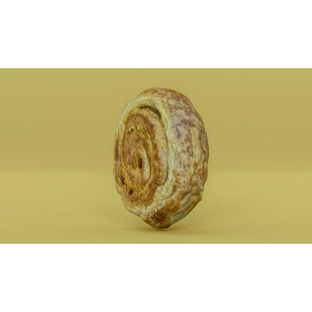 Sweet Swirl Pastry Bun 3D Model – Low Poly PBR Food Asset, FBX - View 10
