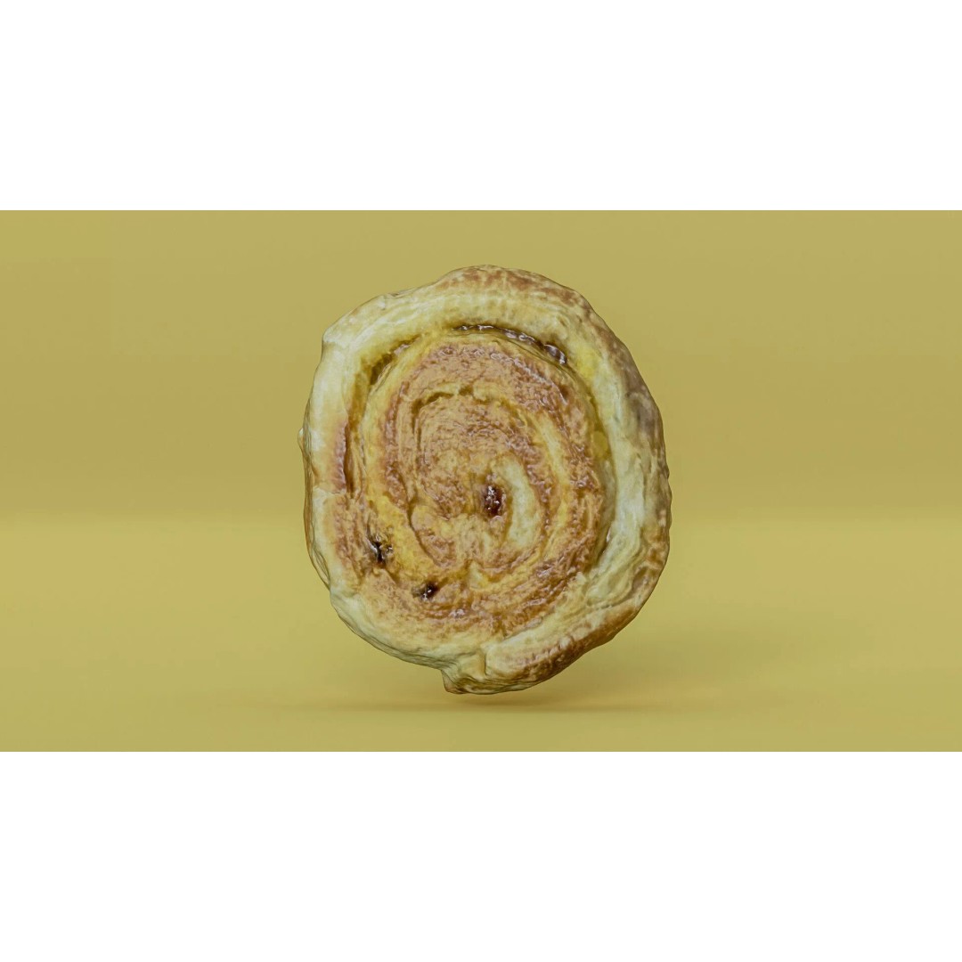 Sweet Swirl Pastry Bun 3D Model – Low Poly PBR Food Asset, FBX - View 12