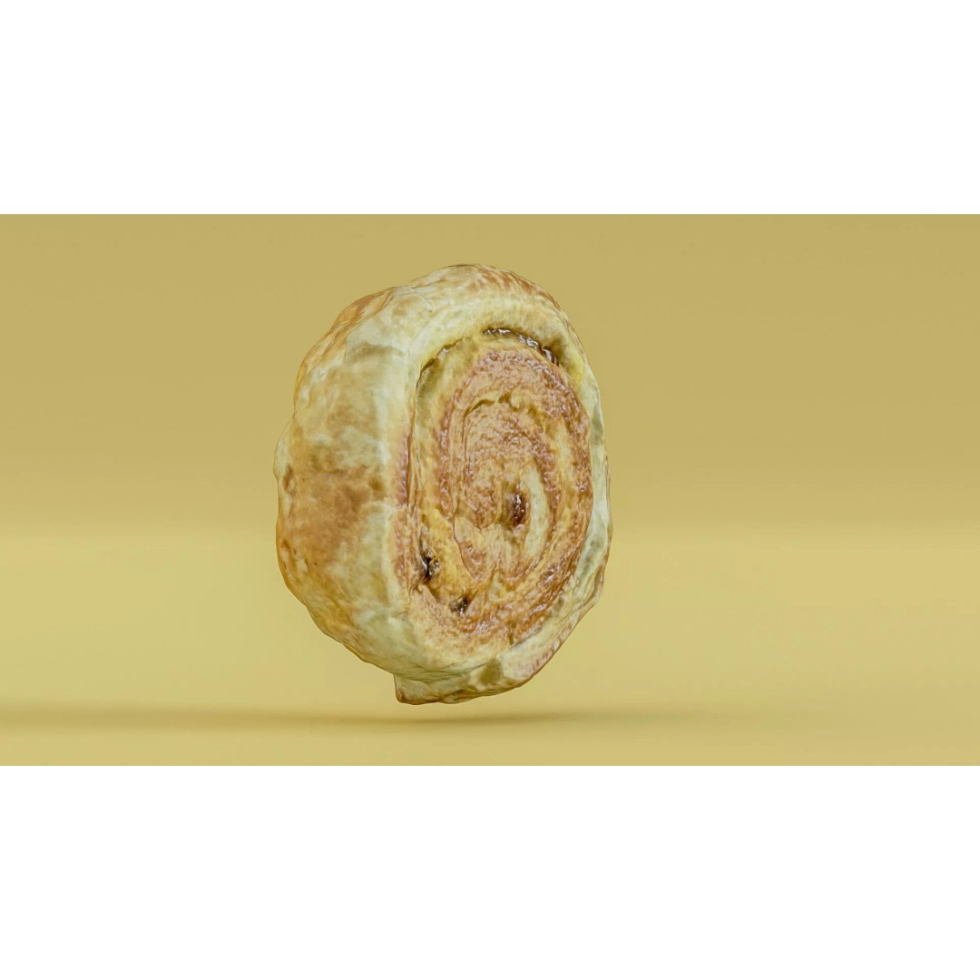 Sweet Swirl Pastry Bun 3D Model – Low Poly PBR Food Asset, FBX - View 13