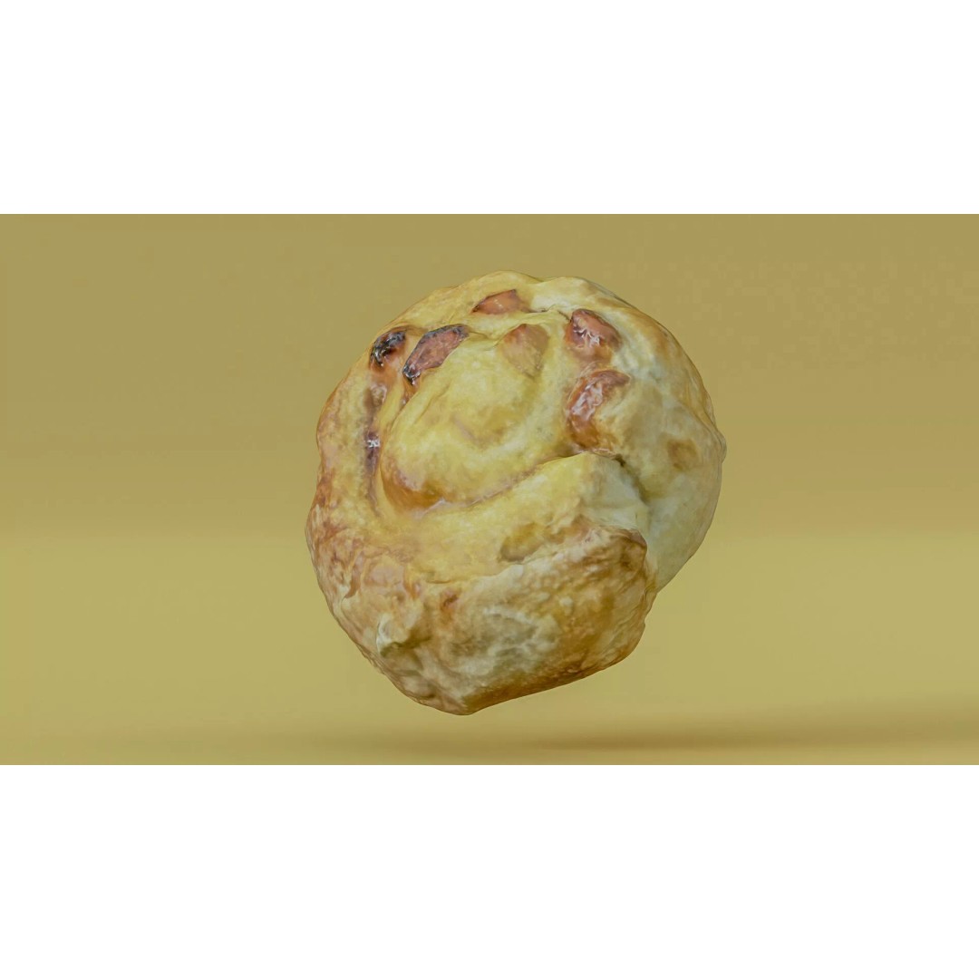 Sweet Swirl Pastry Bun 3D Model – Low Poly PBR Food Asset, FBX - View 2