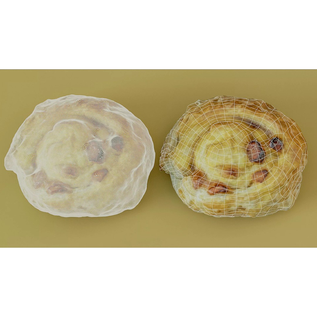 Sweet Swirl Pastry Bun 3D Model – Low Poly PBR Food Asset, FBX - View 3