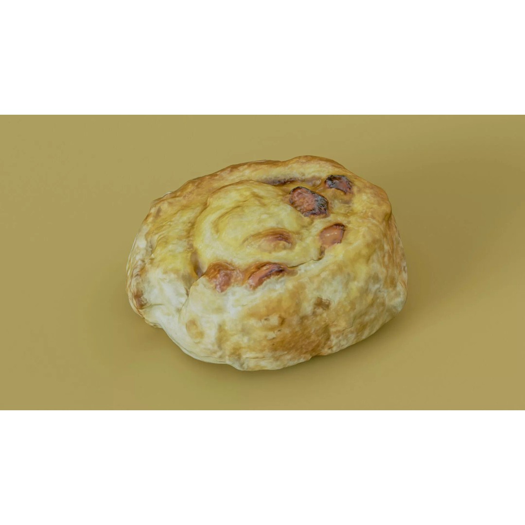Sweet Swirl Pastry Bun 3D Model – Low Poly PBR Food Asset, FBX - View 6