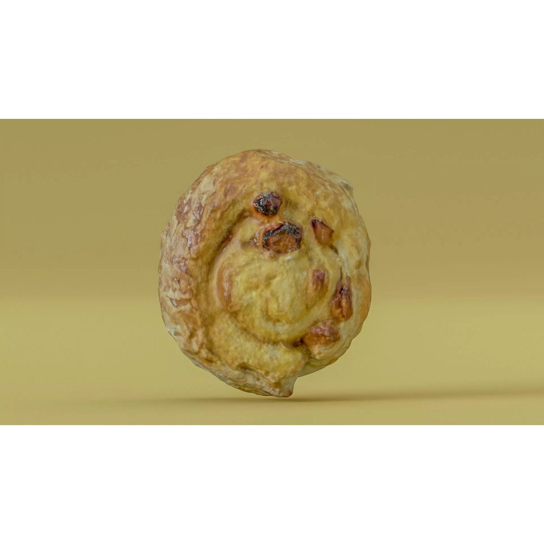 Sweet Swirl Pastry Bun 3D Model – Low Poly PBR Food Asset, FBX - View 7
