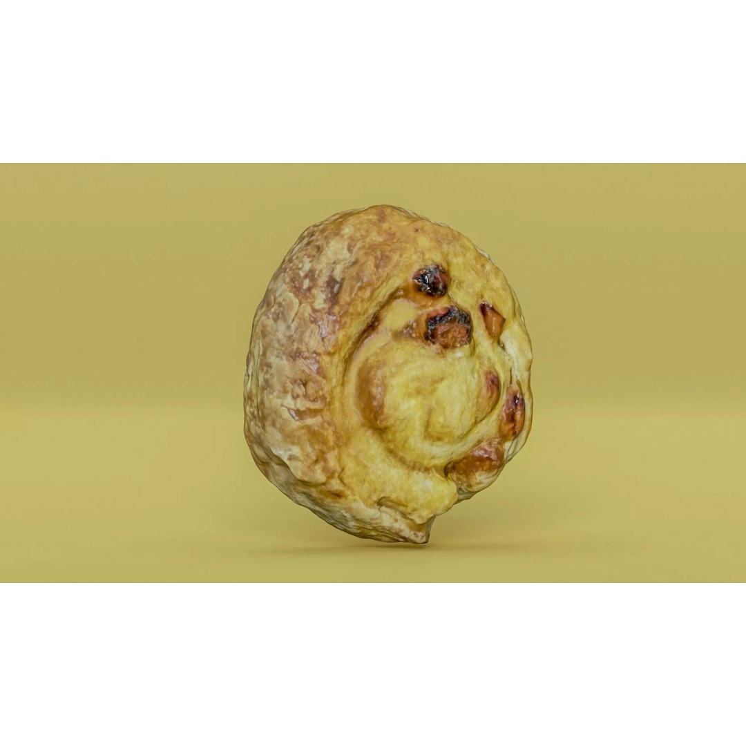 Sweet Swirl Pastry Bun 3D Model – Low Poly PBR Food Asset, FBX - View 8
