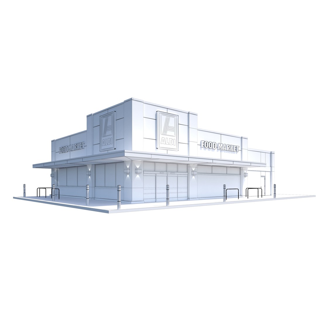 Aldi Grocery Store 3D Model – High Detail Exterior Retail Asset, FBX - View 11