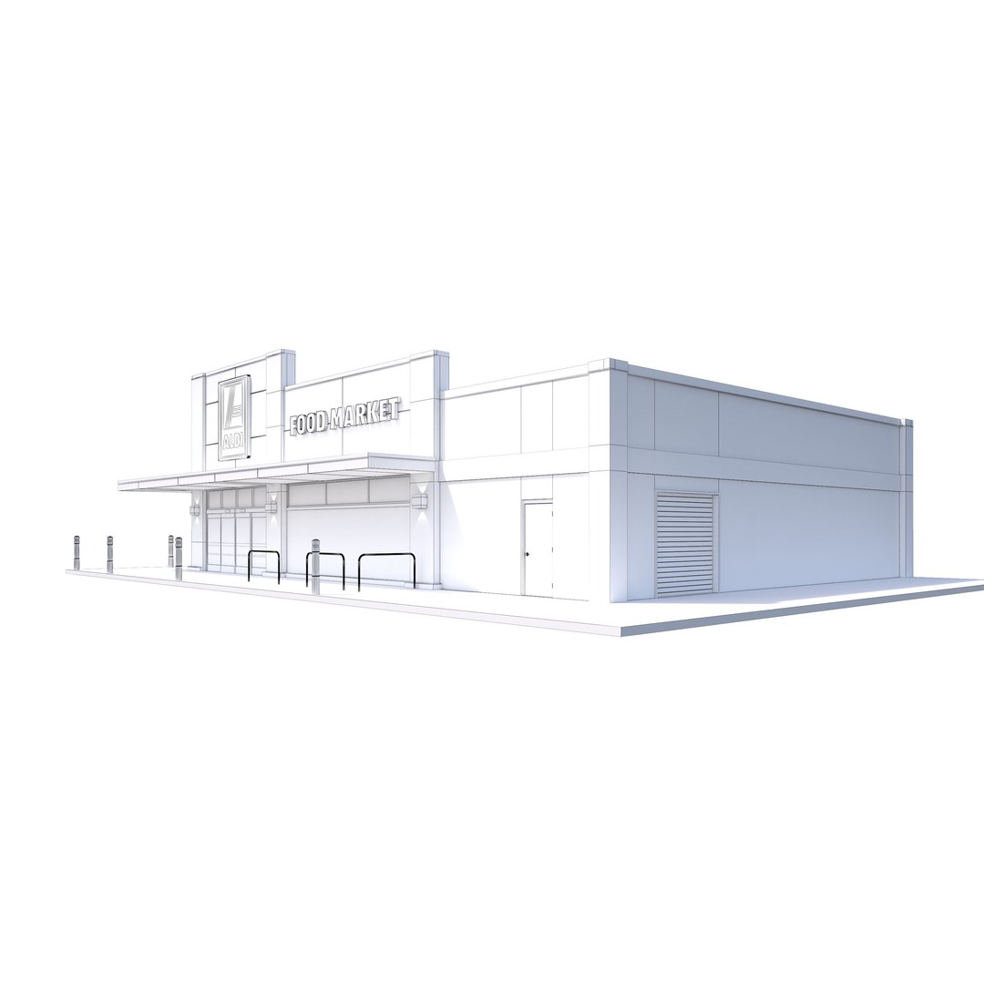Aldi Grocery Store 3D Model – High Detail Exterior Retail Asset, FBX - View 12