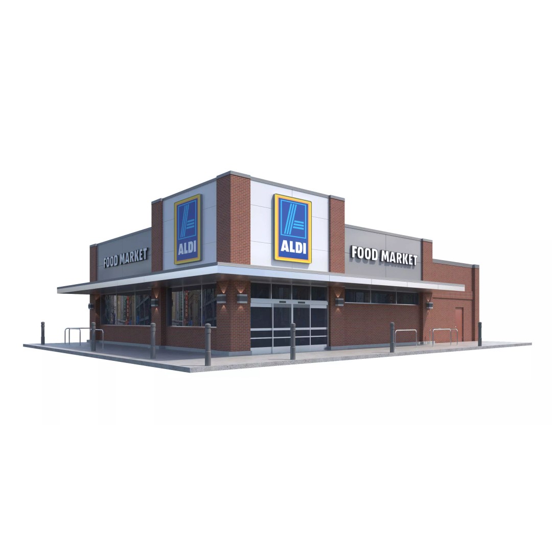 Aldi Grocery Store 3D Model – High Detail Exterior Retail Asset, FBX - View 2